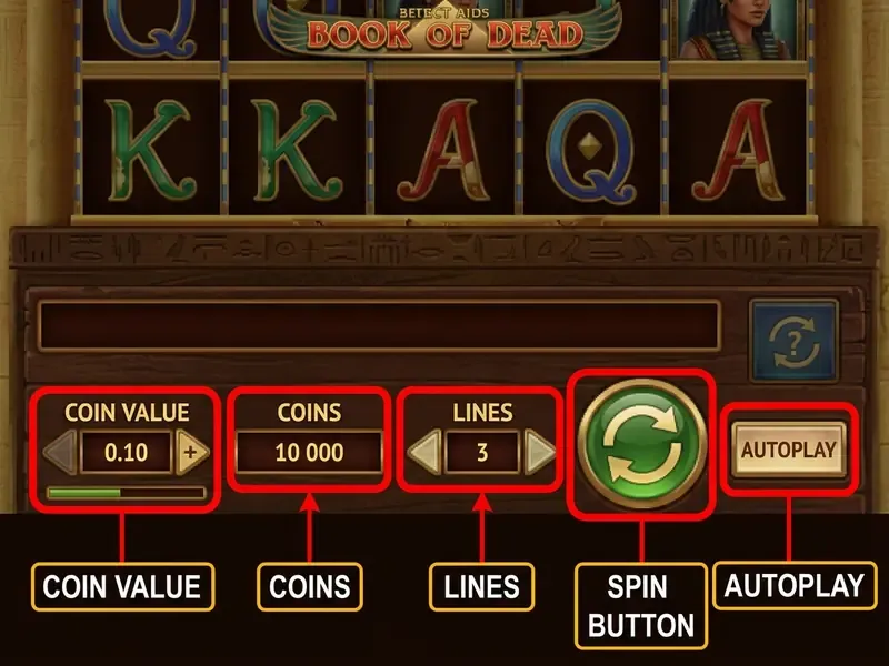 Book of Dead slot control elements